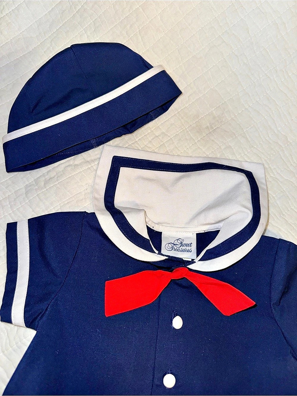 Sweet Treasures Baby Sailor Romper Set Blue sz 9 months